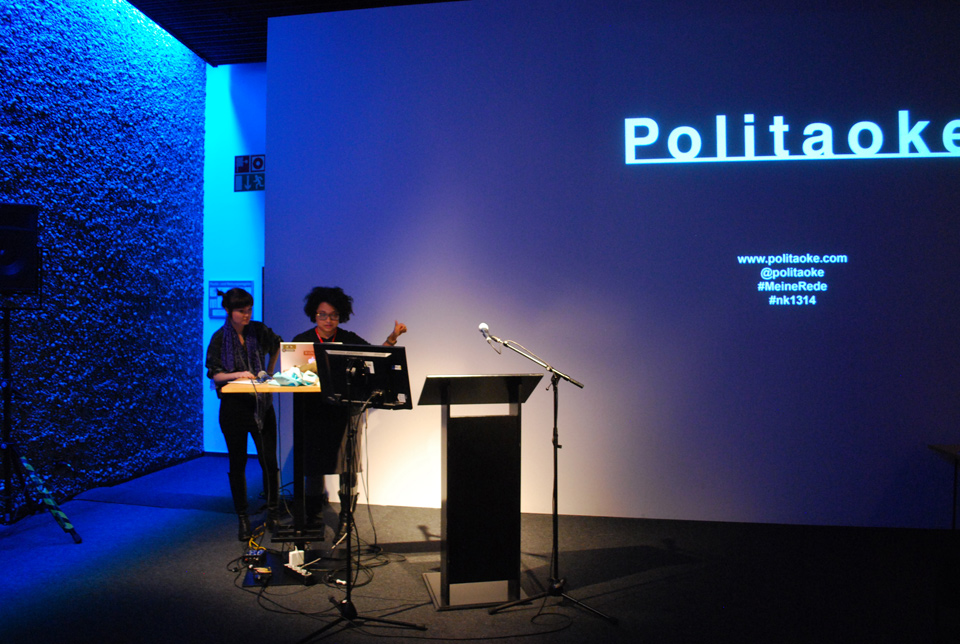 Politaoke at Netzkultur. A project by Diana Arce